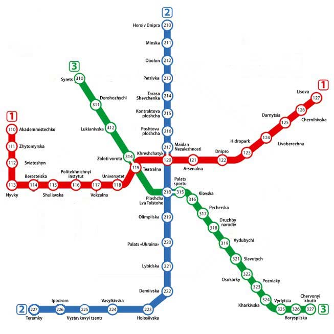Kiev Metro subway Map 2016